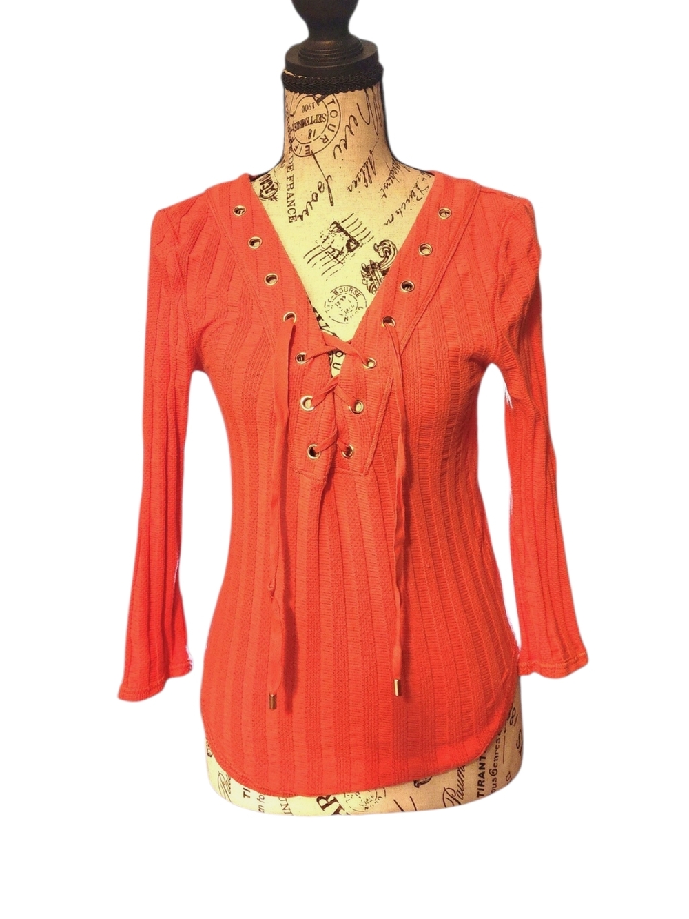 Free People Upstate Lace-Up Ribbed Top, Size Small